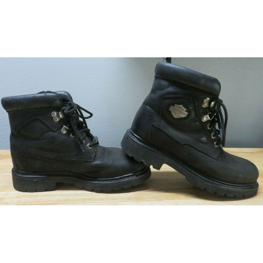 Harley-Davidson Black Leather Combat Moto Boots